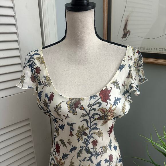 REDUX PHILIP DICAPRIO Dress Womens 6 Floral Silk Midi Feminine Romantic Fairy - Picture 2 of 9
